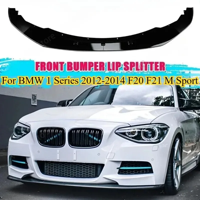 Front Bumper Splitter for BMW 1 Series 2012-2014 F20 F21 M Sport Style Canard Cover Trim Lip Spoiler Gloss Black Body Kit