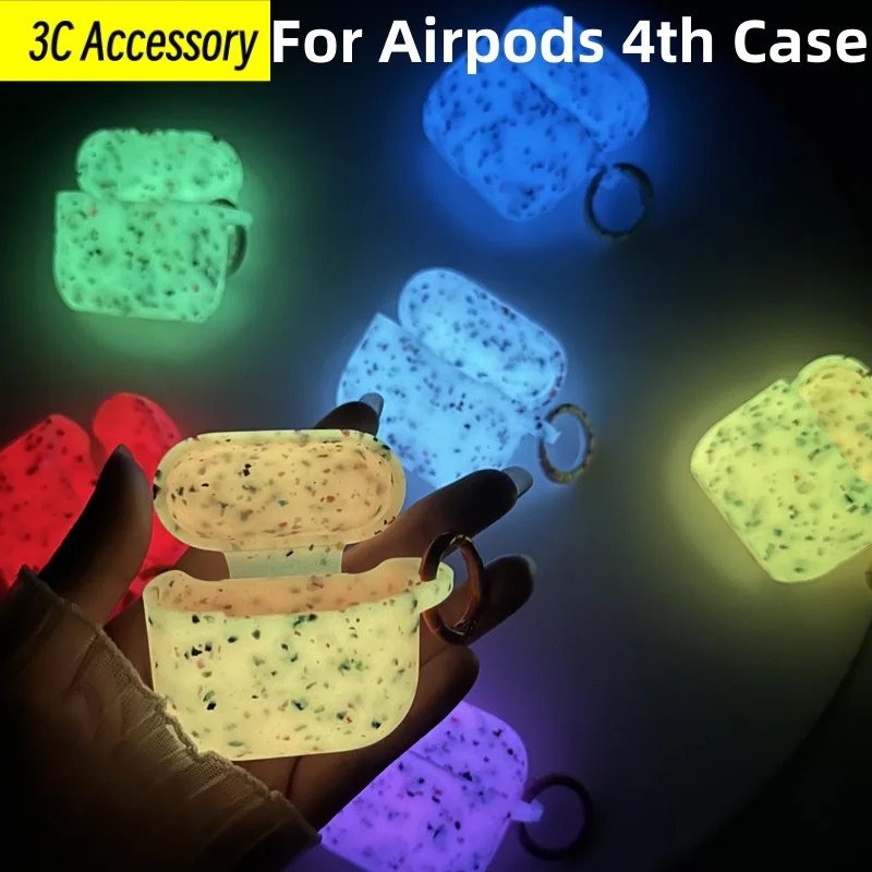 Funda For Airpods 4th USB-C (2024) Coque الفلورسنت السائل سيليكون مكافحة السقوط واقية لينة حالات ل Airpods 4th Cover Funda