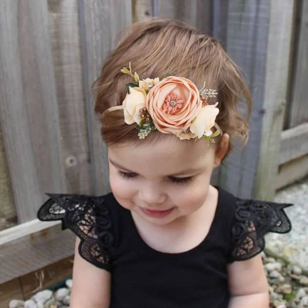 New Hot Flower Headband Super Elastic Nylon Flower Baby Headband for Baby Girls Floral Headbands Flower Head Bands