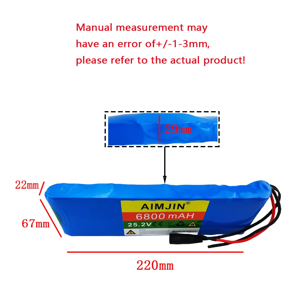 

18650 rechargeable lithium battery with BMS protection board, lithium-ion battery pack 25.2V 6800mAh 6s2p , and charger