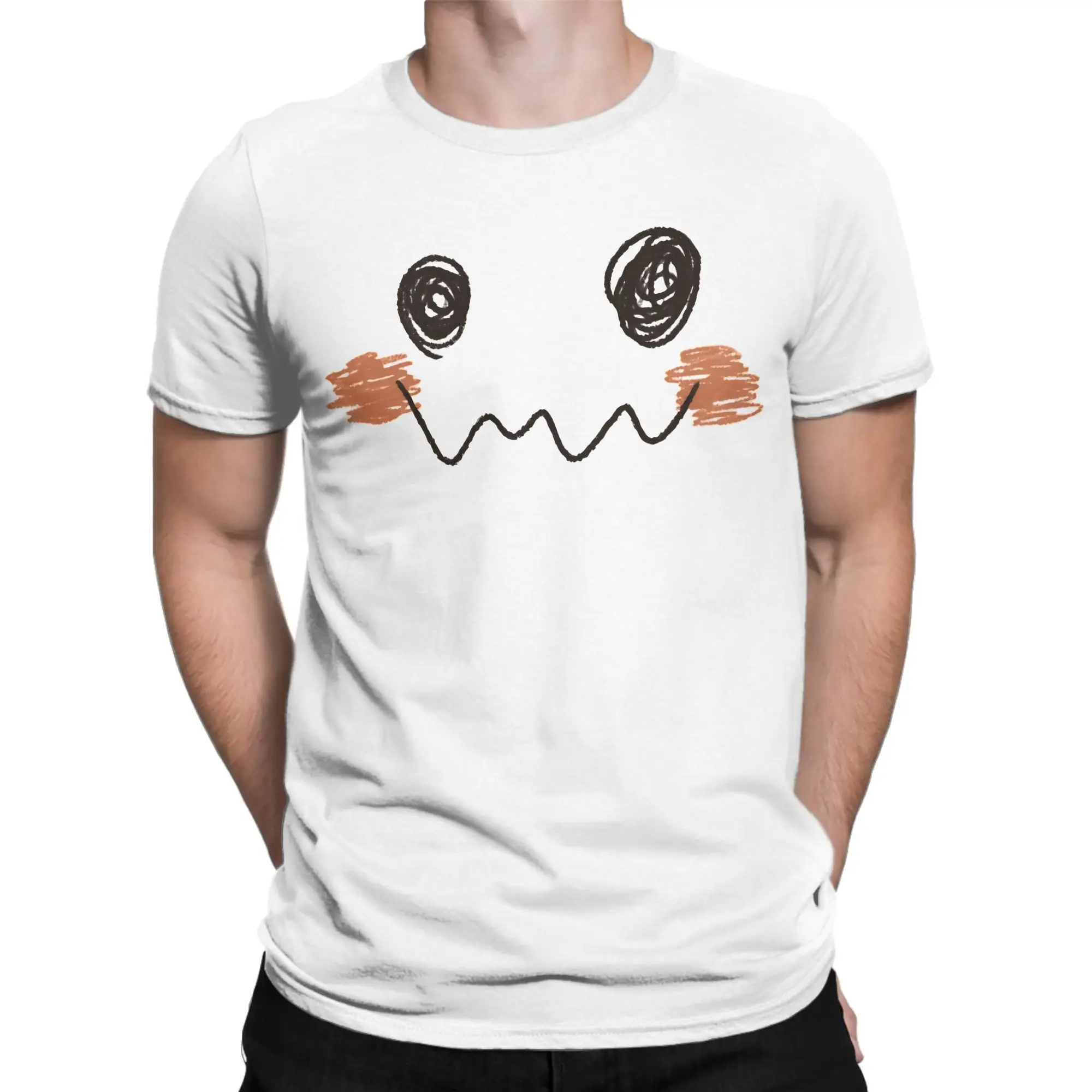 Mimi-kyus Face T-Shirts for Men Women Anime Funny 100% Cotton Tees Crewneck Short Sleeve T Shirt Plus Size Clothing