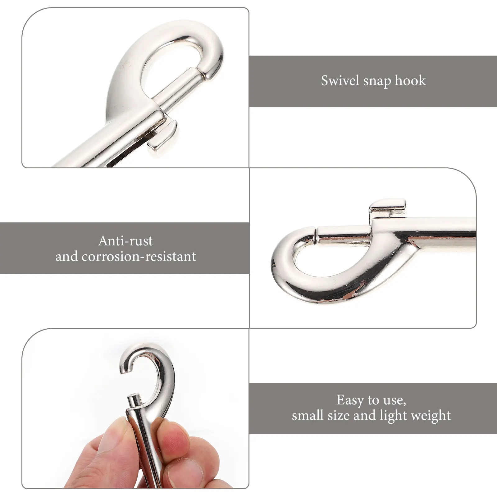 

6pcs Pet Leash Hooks Double Ended Snap Clips Zinc Alloy Buckle Fixing 88mm for Dog Collar Luggage Backpack Clasp