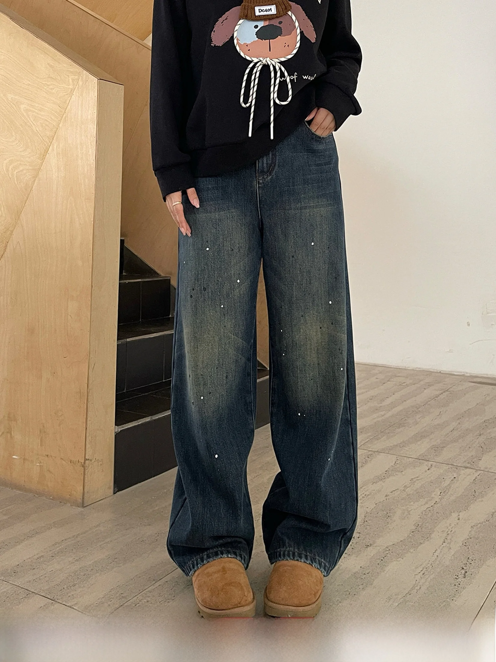 

Джинсы прямого кроя с высокой талией и подкладкой, женские, больших размеров, теплые, облегающие, длинные брюки из денима от Ли Сяоа