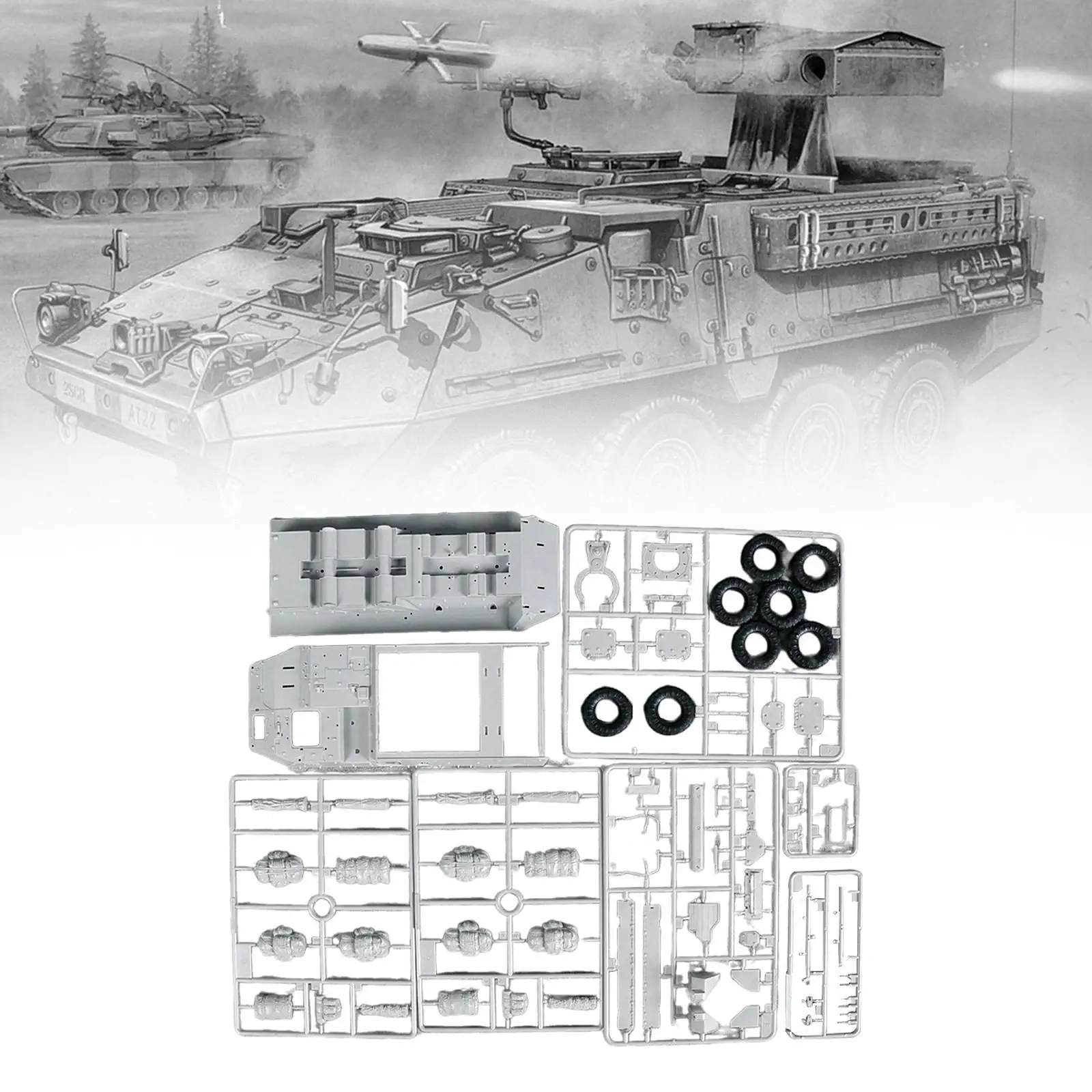 Battle Tank Model Kit 1 35 Scale for Boy Girl Assembly Toy Vehicle with Rotating Turret All Terrain Simulation Tabletop Decor