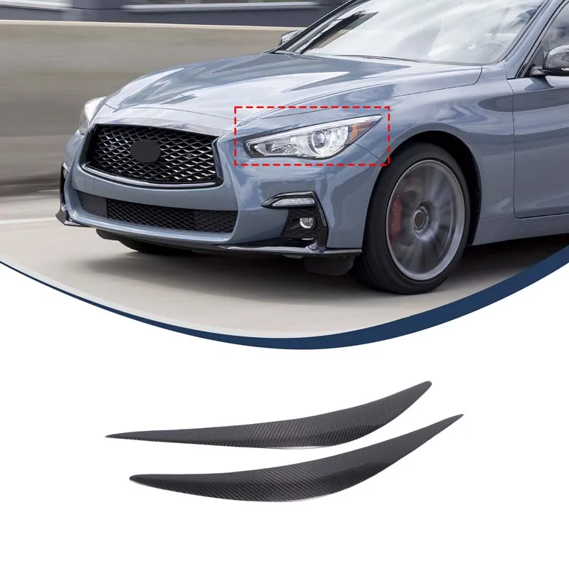 

For 2014-2024 Infiniti Q50/Q50L car exterior modification front headlight eyebrow sticker real carbon fiber