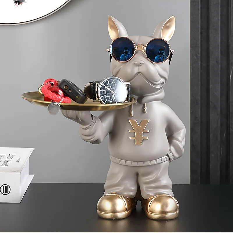 

PYJ Resin Dog Statue Room Decor Modern Desk Decor Storage Tray Home Decoration