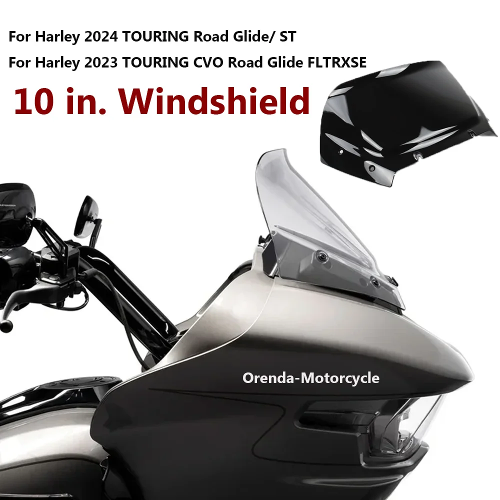 

New Motorcycle Windscreen Fairing 10" Windshields Wind Deflector For Harley TOURING CVO 117 121 Road Glide ST FLTRXSE 2023 2024