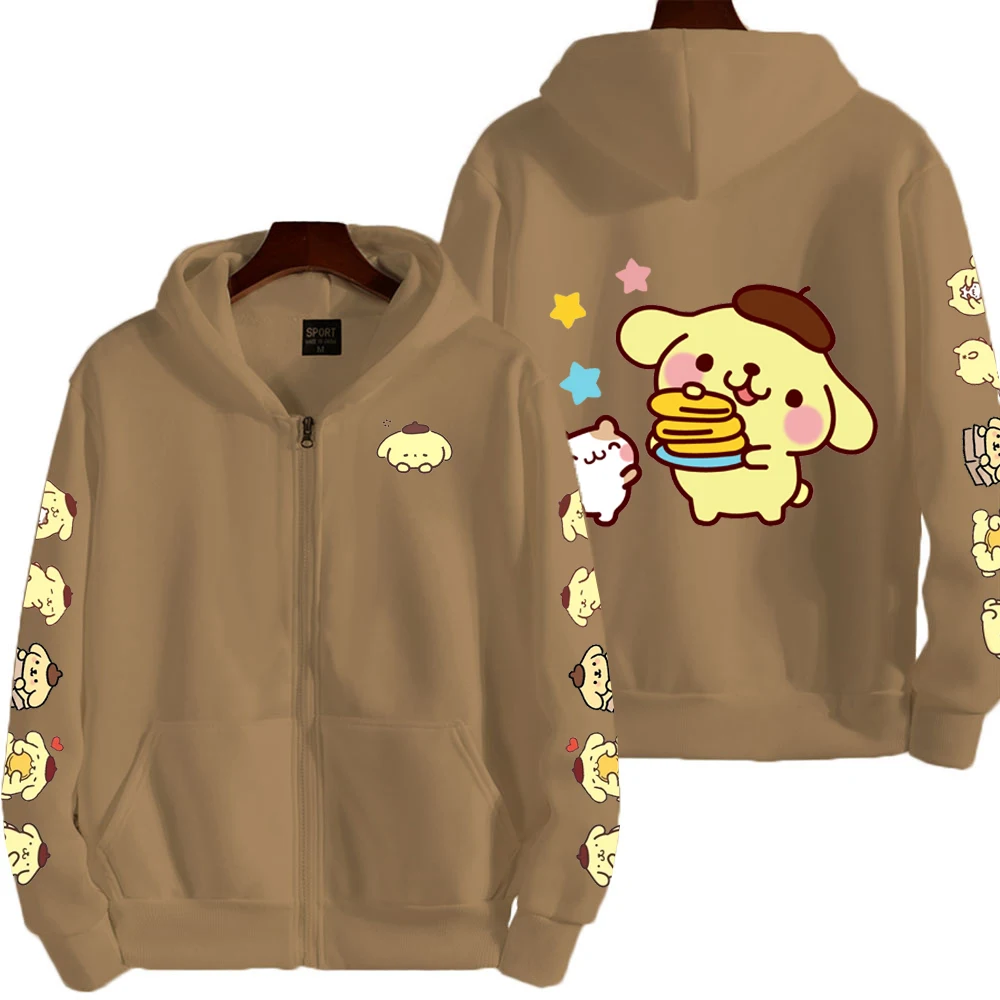 פום פום פורין קרטון אנימה נשים זיפ אפ הודי ג'קט אביב סתיו 2025 אופנה חדשה גברים סווטשירט זוגי מעילים גדולים