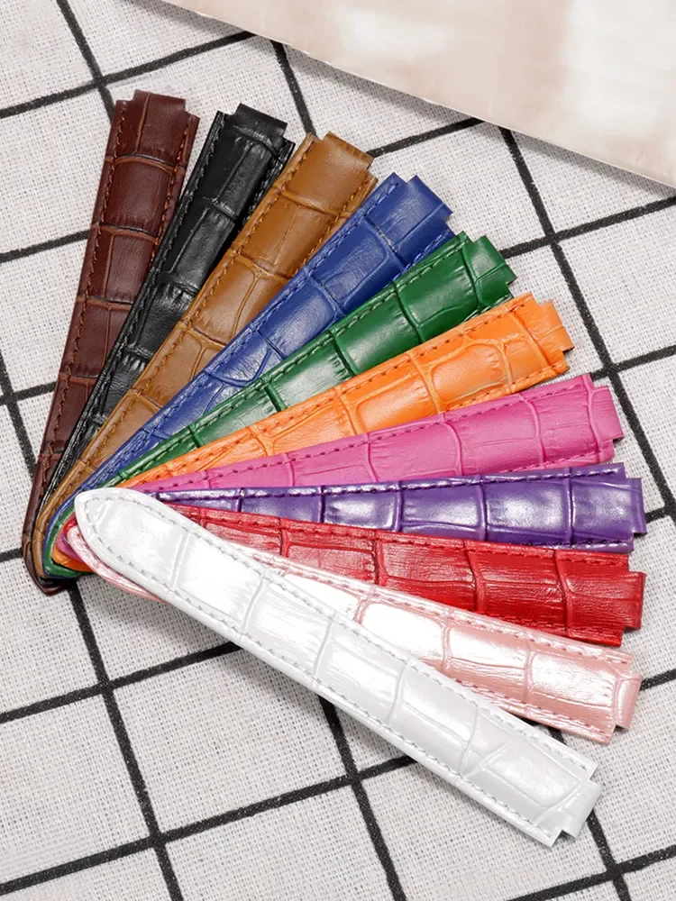 For Cartier Blue Balloon Strap Original Style Leather Watch Strap Male and Female Concave-convex Interface Tank Folding Buckle