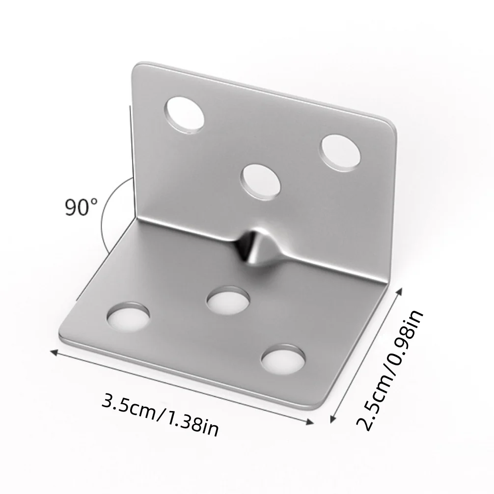 Stainless Steel L-Shaped Corner Code 90 Degree Laminated Furniture Plate Hardware Right Angle Bracket Cabinets Small