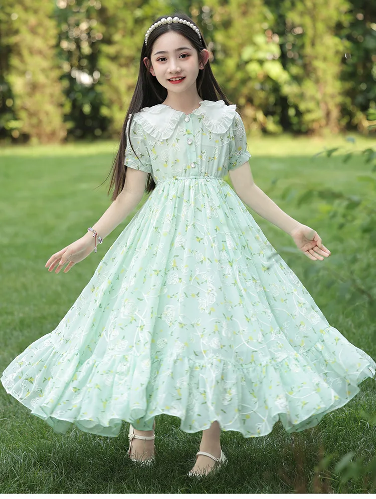

5-13T summer child kids girls cute short sleeve dress