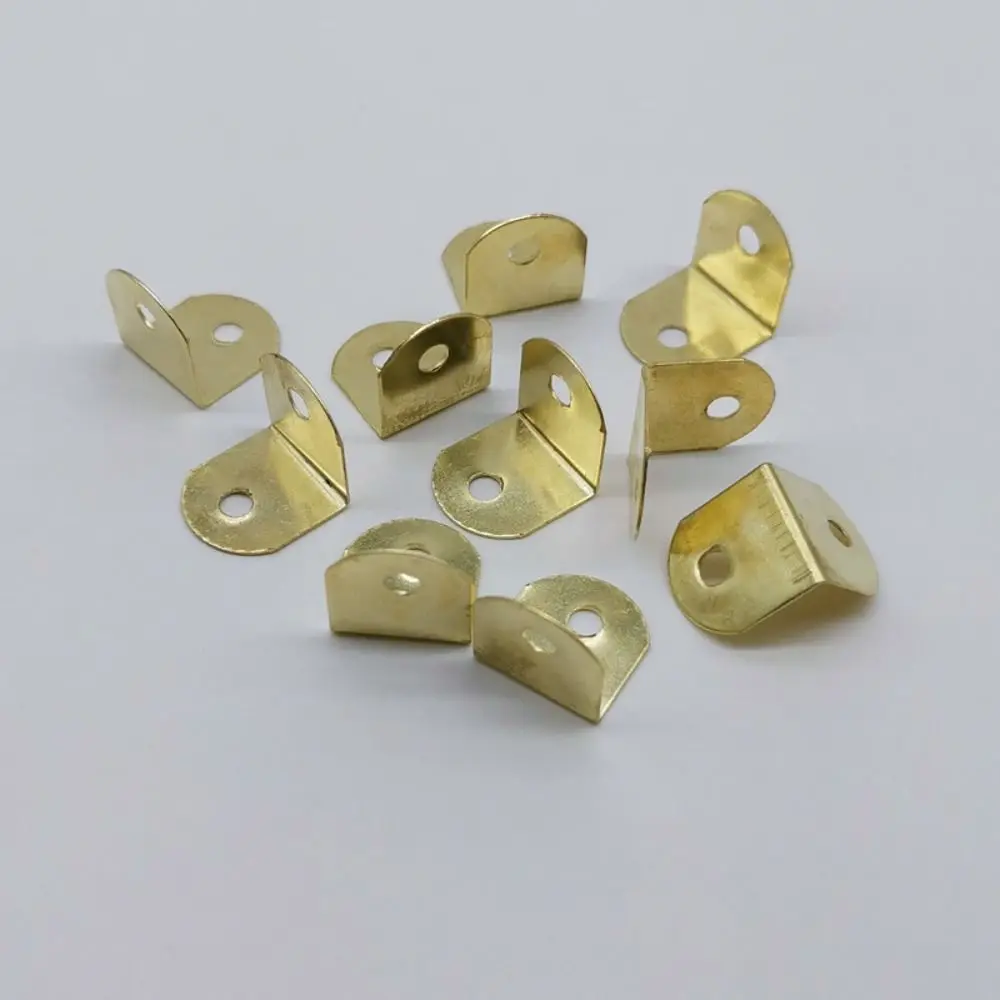 100 Pcs Metal Stainless Angle Bracket Small Furniture Connecting Parts L Shape Corner Repair Brace Gold