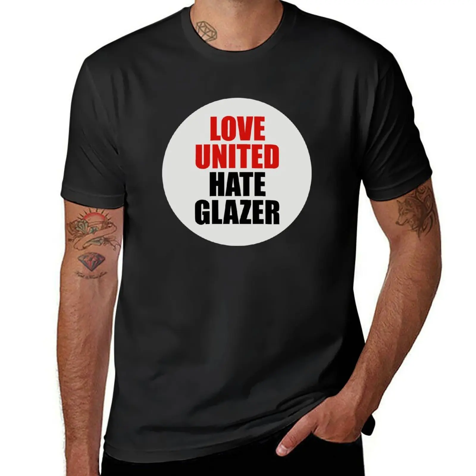 Love United Hate Glazer T-Shirt aesthetic clothes anime clothes Men's clothing