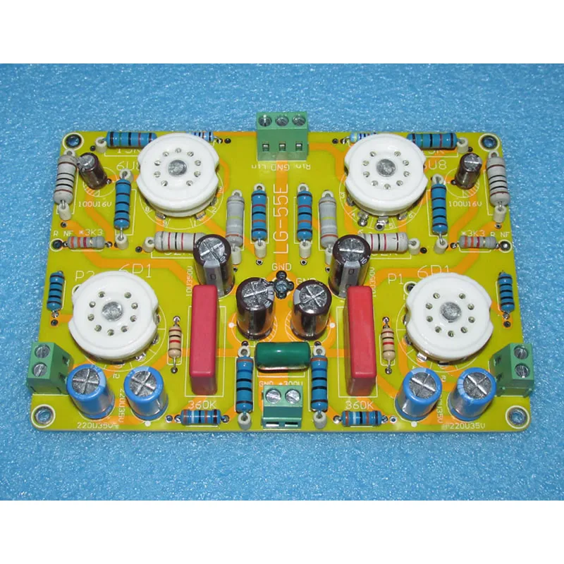 6U8 (6F2) electronic tube pushes 6P1 single-ended Class 3W + 3W output circuit board to reduce ripple and improve sound quality