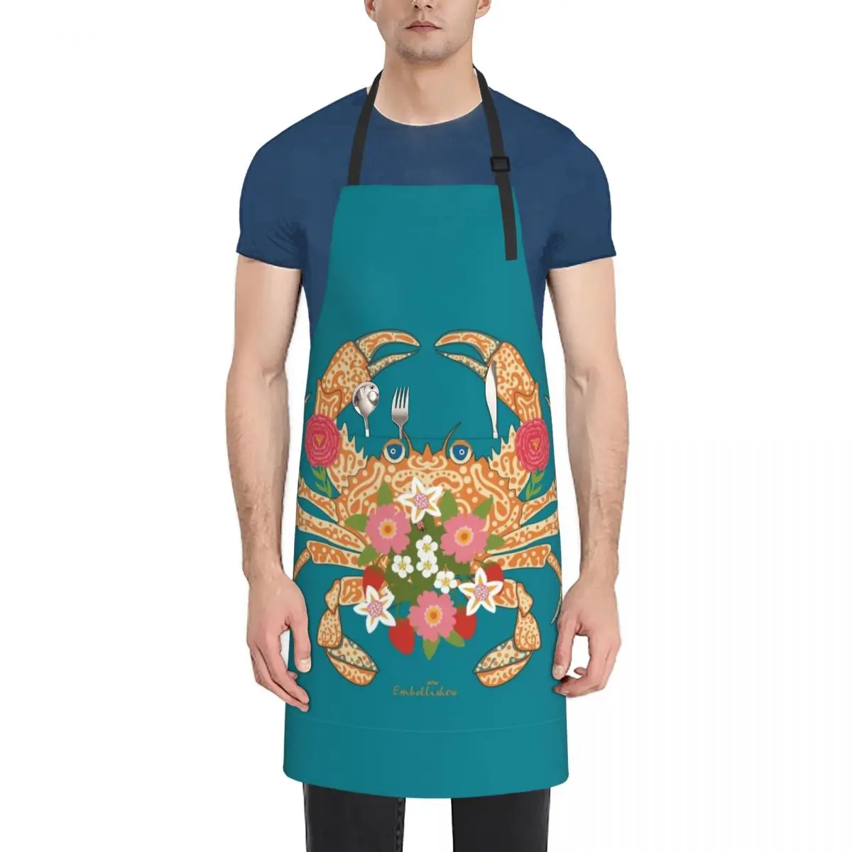 

Floral Crab Apron Kitchen Special Accessories Waterproof women Apron