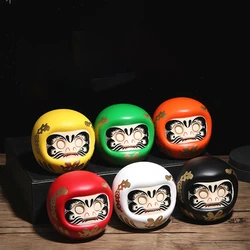 4 inch Japanese Daruma Ceramic Maneki Neko Mascot Saving Pot Dharma Good Luck Zen Statue Money Box Coin Bank Ornament