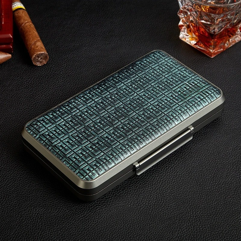 Portable humidor, aviation aluminum anodized 5pcs 3cm ultra-thin first-layer cowhide humidor