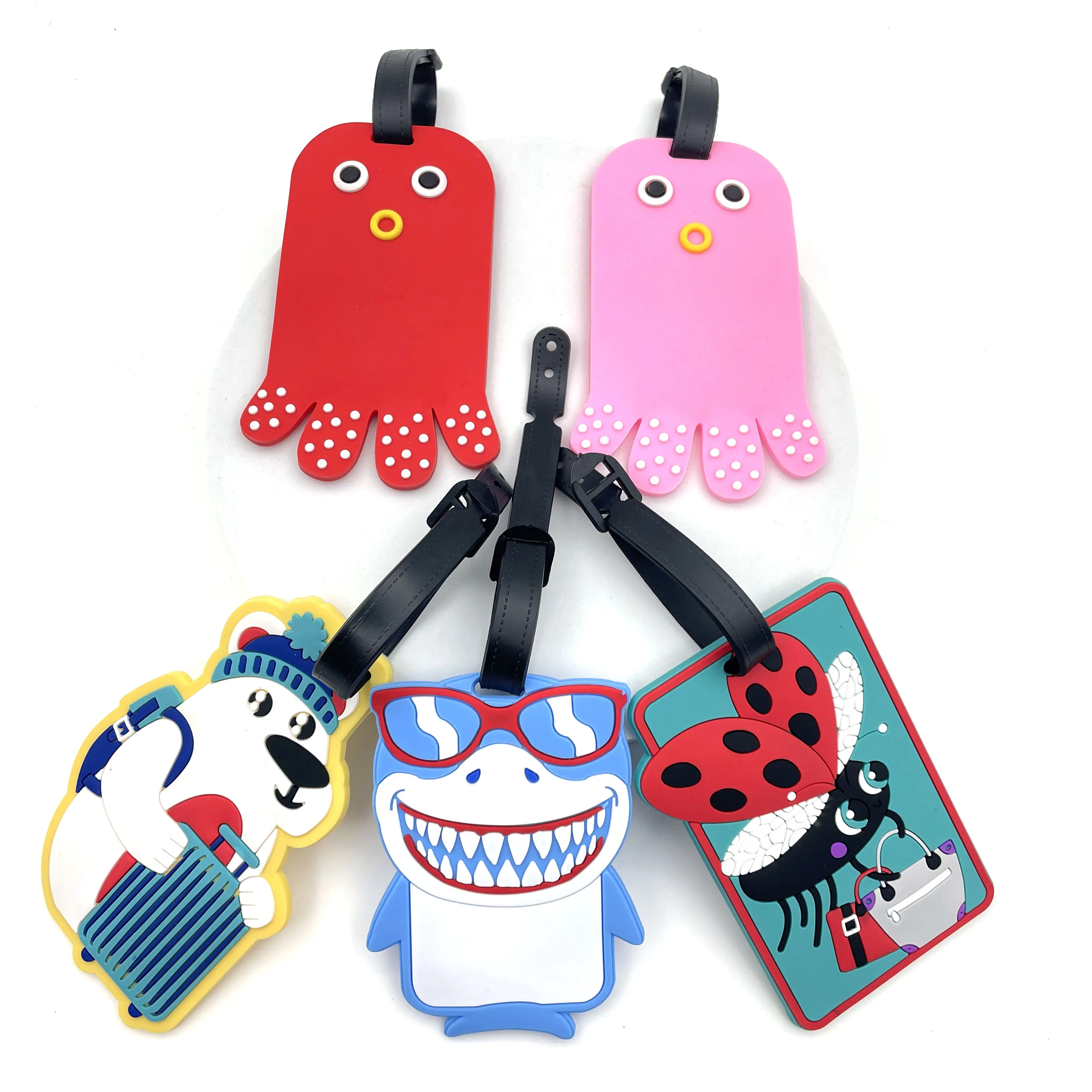 1PCS Geometric Soft Silicone Luggage Tags Suitcase ID Addres Name Holder Baggage Tag Label Travel Accessories Luggage Tags