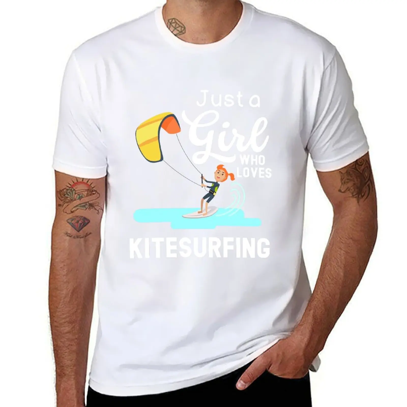 

Just A Girl Who Loves Kitesurfing T-Shirt cotton tshirt 100% man tshirt T-Shirt