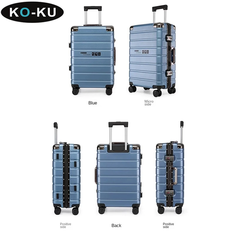 KO-KU High Quality Suitcase Male Aluminium Frame Trolley Case Mute Universal Wheel 20\'\' Cabin Travel Bag 24/26/28 Inch Luggage