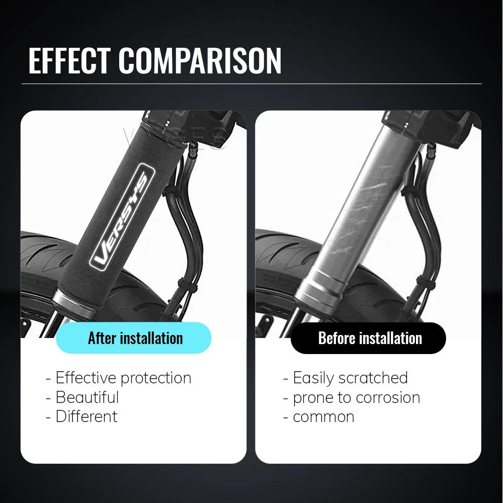 Motorcycle Front Fork Protection Cover For Kawasaki Versys 1000 650 Shock Absorber Dust Protector Stretch Fabrics Sleeve