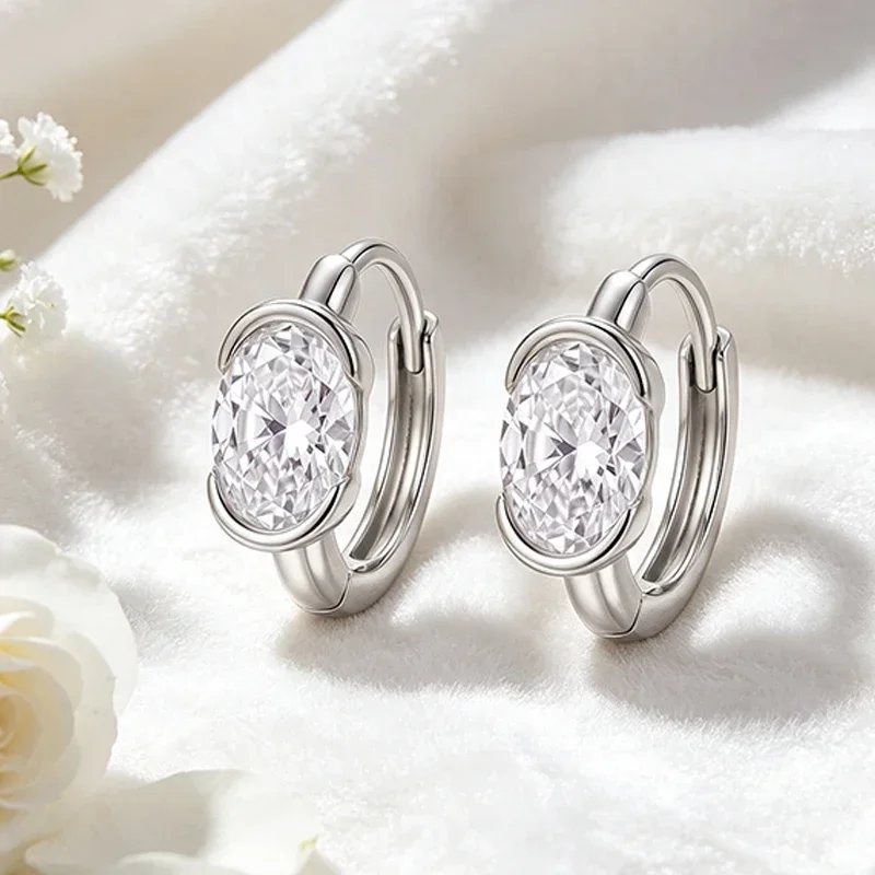 FCGJHW 0.5/1CT Oval Cut Moissanite Earrings for Women Lab Diamond Wedding Engagement 100% S925 Silver Fine Jewelry Gifts 2026