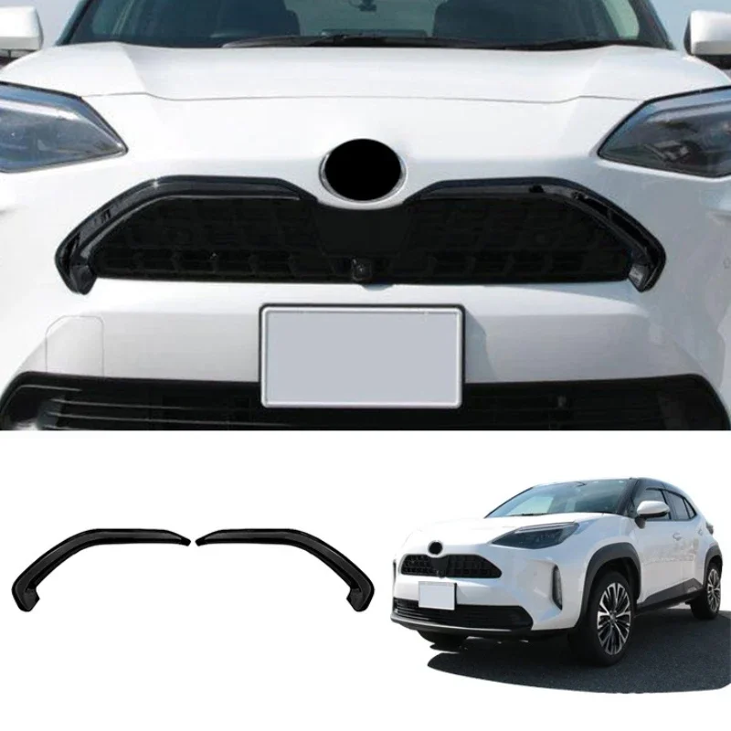 For Toyota Yaris Cross 2020 2021 Abs Balck Car Front Bumper Grille Grills Strip Trims Cover Front Mesh Trim Exterior Auto Parts