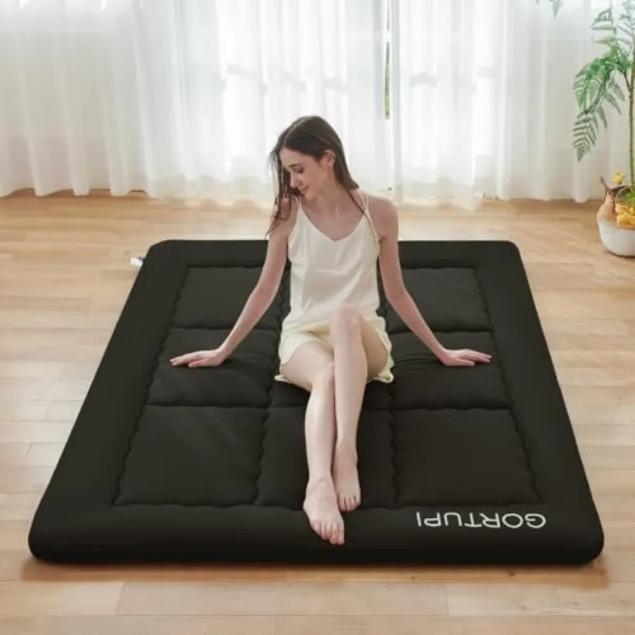

Japanese Floor MattressFuton Mattress 3" Black Thicken 100% High Density Comfortable Foam Foldable Tatami Mat Sleeping Pad Port