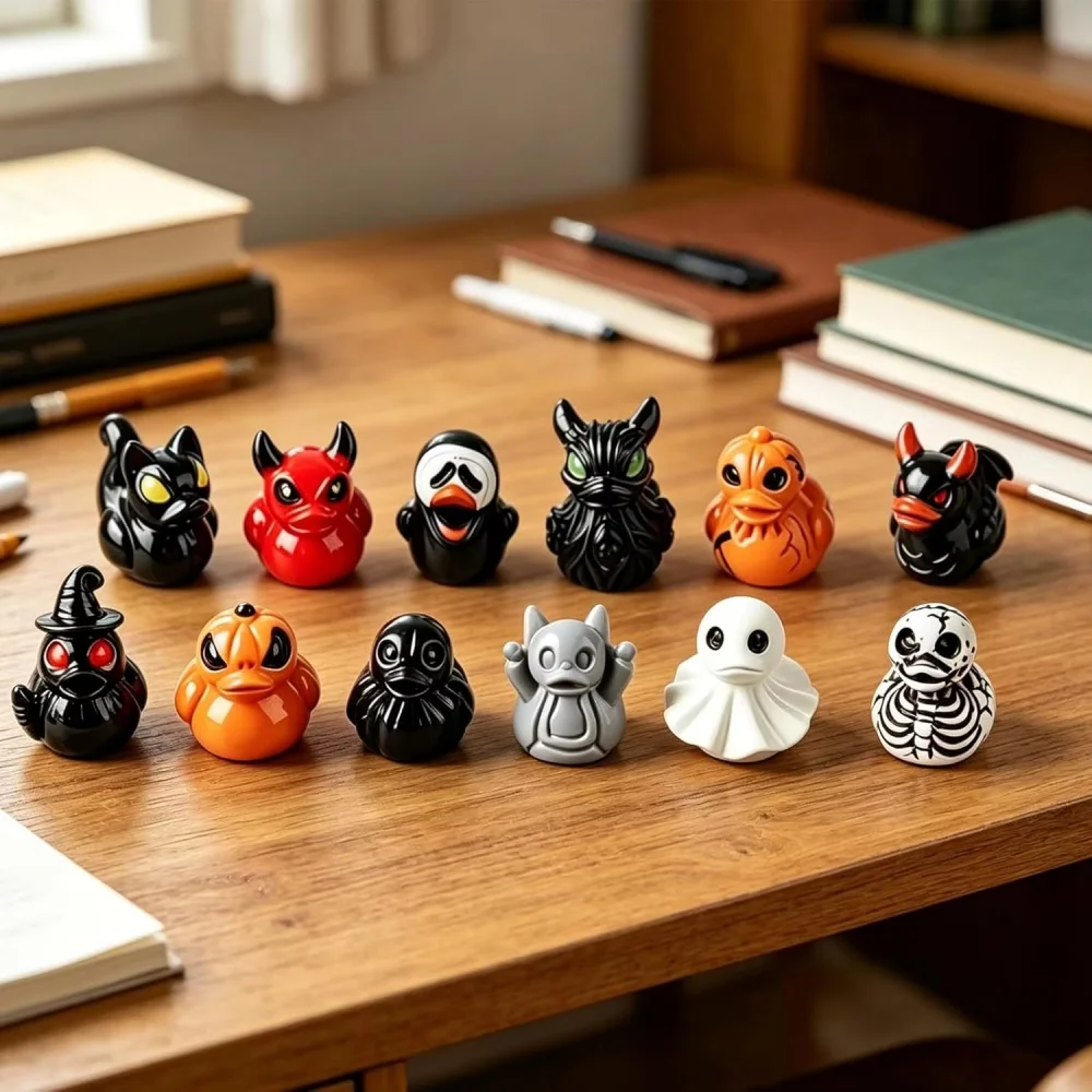 10/100 Stück Halloween Mini-Enten-Figuren, Teufel-Geist-Schädel aus Kunstharz, Winzige Gruselige Statuen, Großpackung für Party-Dekoration und Geschenke – Detail 13