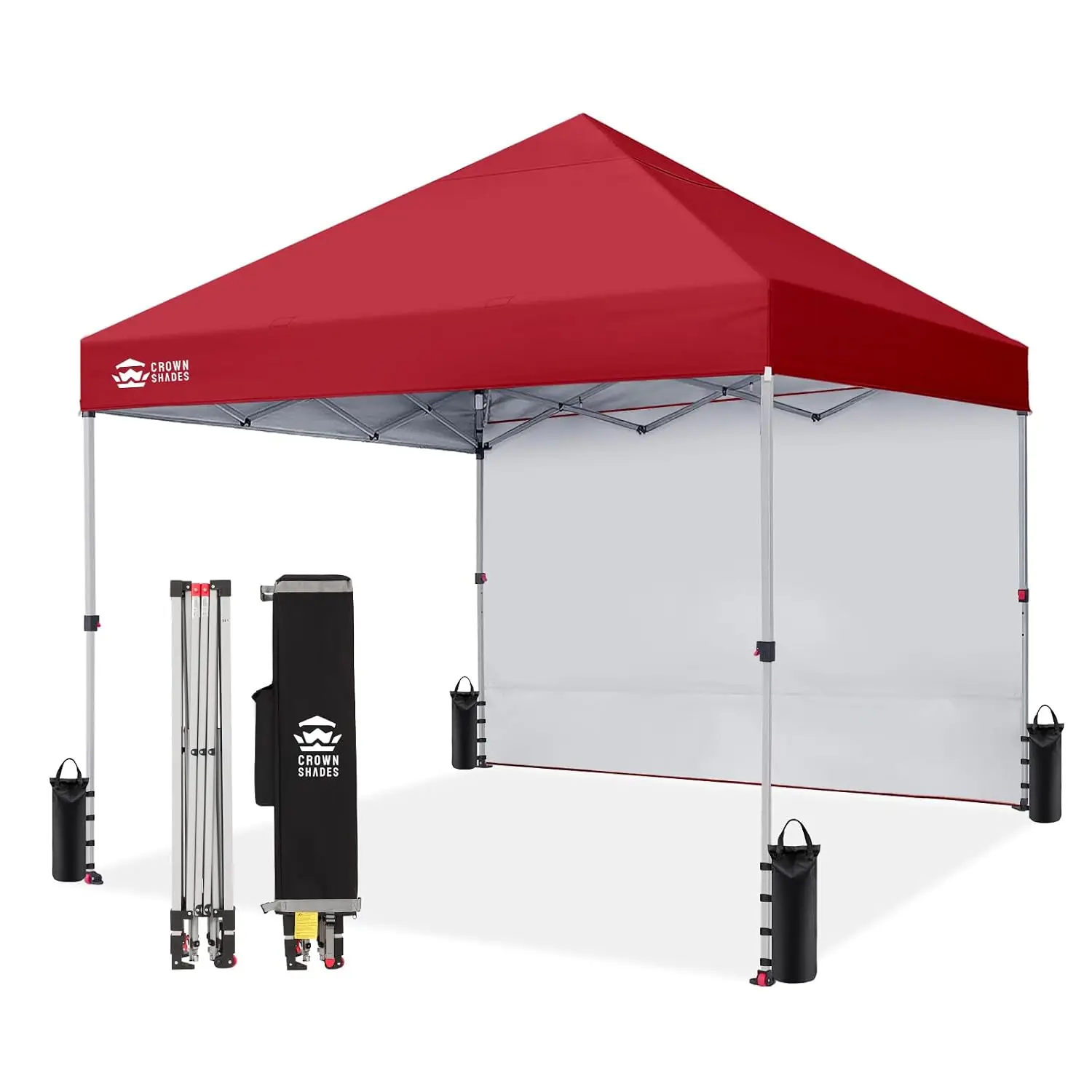 8x8 Pop Up Canopy with 1 Side Wall, Beach Canopy Tent, Red, Customized