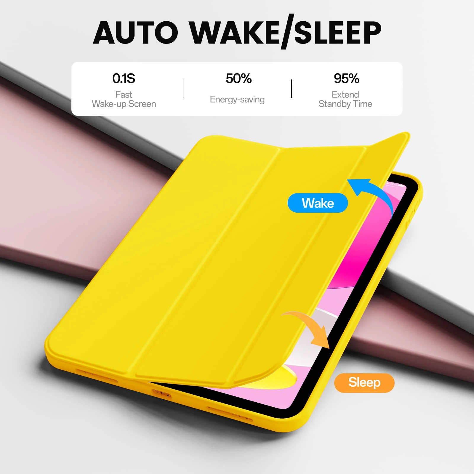 For Apple iPad 11th A16 11'' 2025 / 10th 10.9'' 2022 PU Leather Flip Smart Cover Magnetic Stand Case with Auto Wake/Sleep