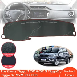 For Chery Tiggo 2 2016~2019 Tiggo2 Tiggo 3x MVM X22 DR3 Anti-Slip Leather Mat Dashboard Cover Pad Protect Carpet Car Accessories