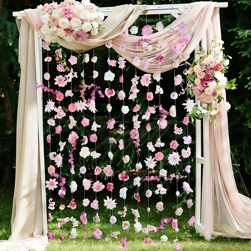 

130m Artificial Floating Flower Strings Diy Curtain Wedding Couple Photo Props Diy Floral Craft Supplies Home Party Decoration