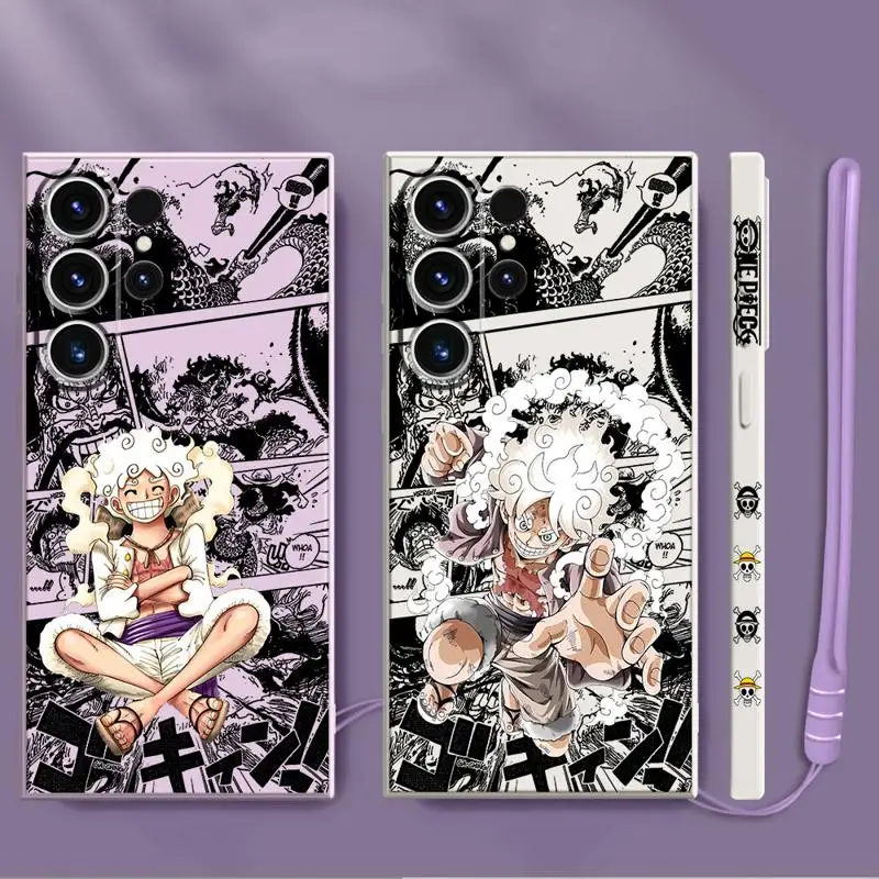 Japan Anime Luffys Gear 5 Case for Samsung Galaxy S24 Ultra S22 S21 Plus S23 Ultra 5G S20 FE Matte Print Silicone Cover Luxury