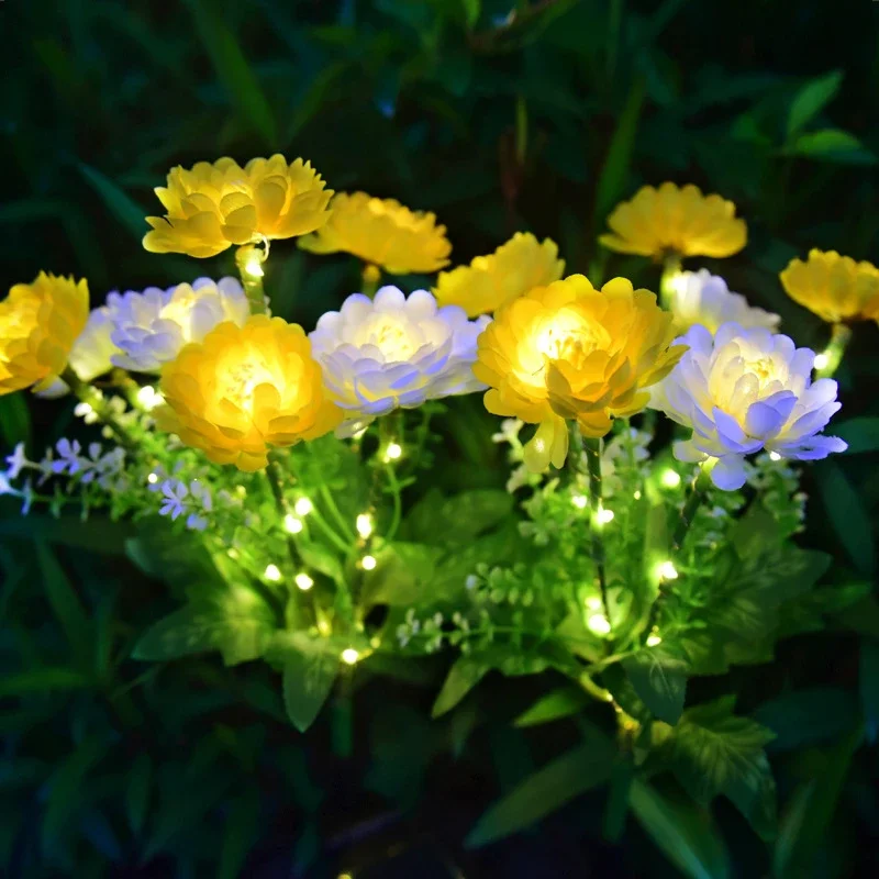 Outdoor Summer Garden Flower Lights 7-heads Snow Lotus Solar LED Lawn Lamp for Wedding Party Holiday Yard Christmas Decoration