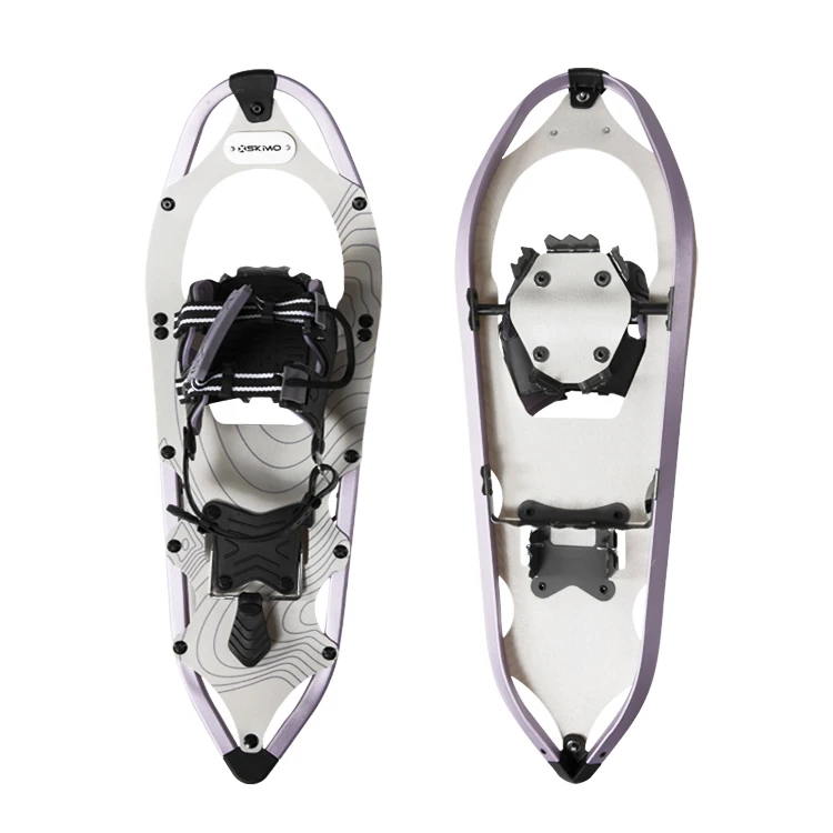 Light weight Aluminum Snowshoes with HDPE deck Snowshoes with padded EVA One Pull binding Heel Lift for All Terrain