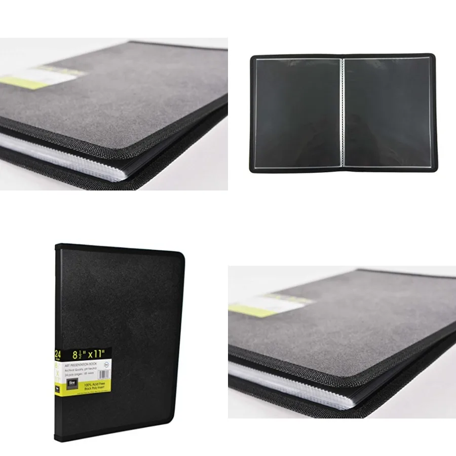 예술 프레젠테이션 북 8.5x11 24페이지/48페이지 93230 블랙 창의적인 포트폴리오 디스플레이용 전문가급 레이아웃 이상적인 선택