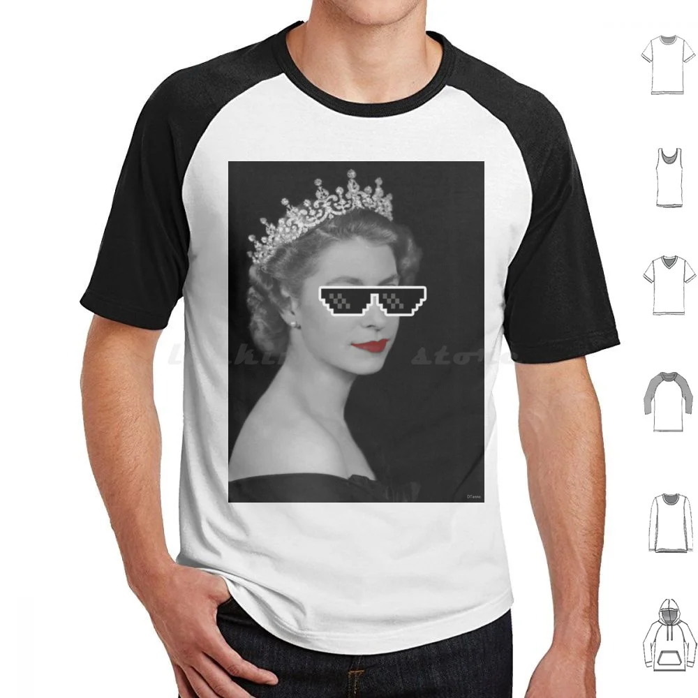 

Queen Elizabeth T Shirt Cotton Men Women DIY Print Queen Elizabeth Royalty Crown London United Kingdom Uk English William