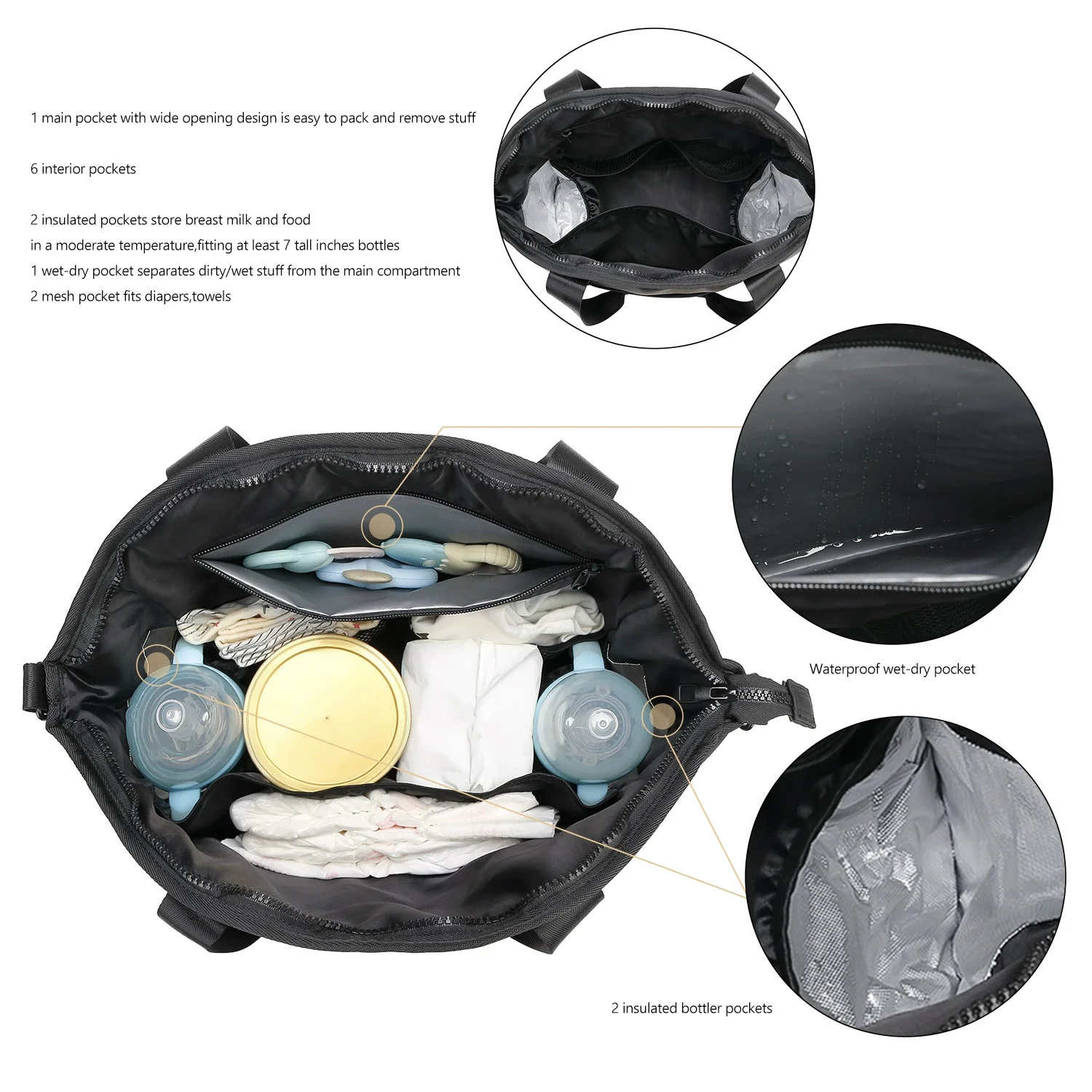 New One shoulder hand-held mommy bag, baby travel supplies storage, waterproof mommy storage bag