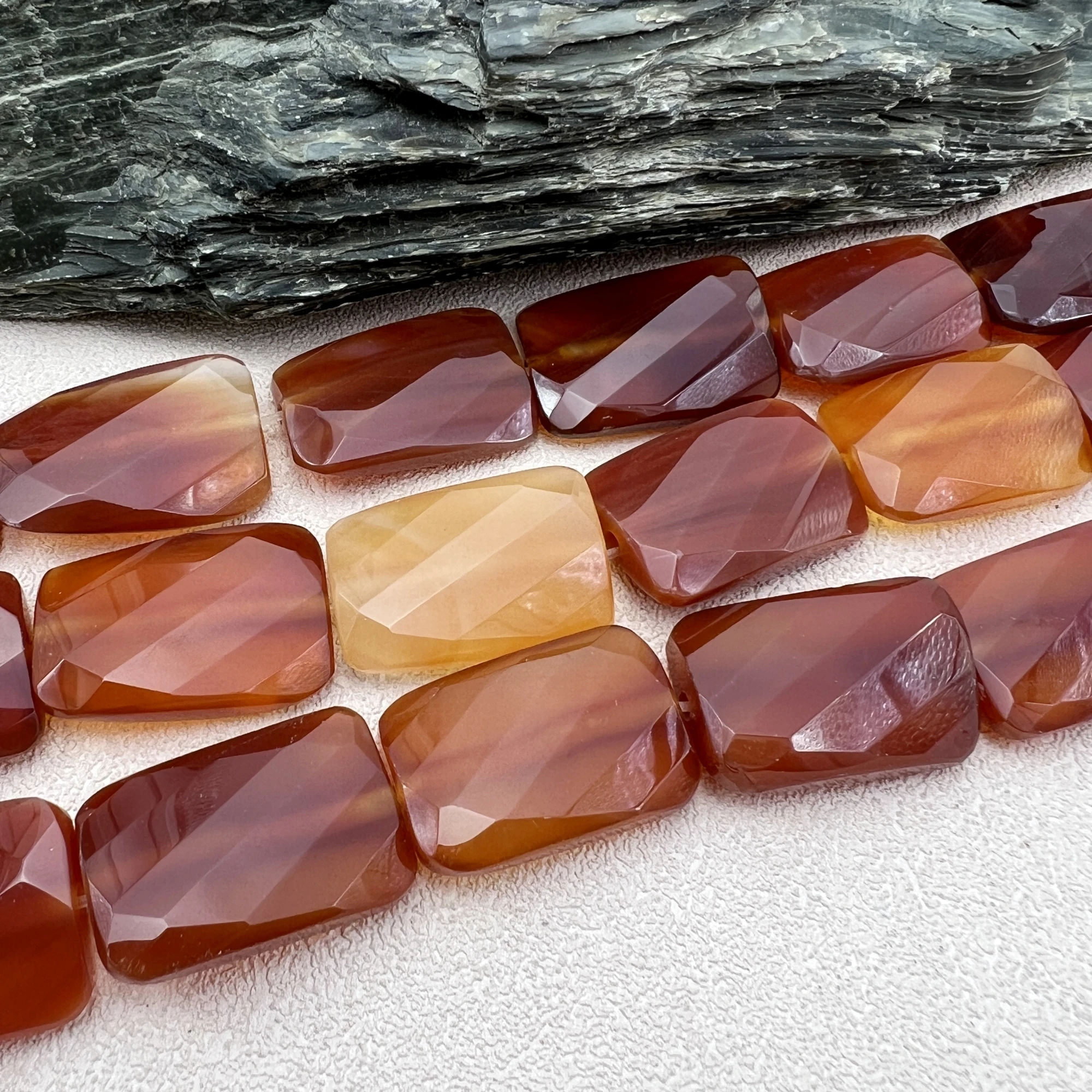 20x30MM 13PCS Large Rectangle Shape Natural Red Agates Focus Pendant Beads For DIY Jewelry Making MY240315