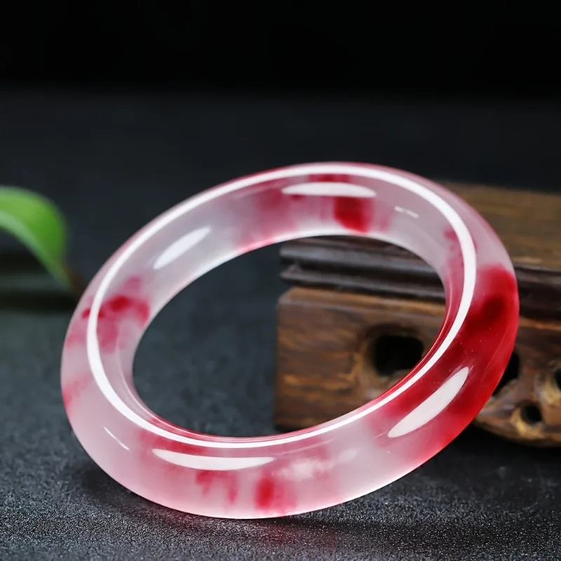 

High Ice Transparent Peach Pollen Bracelet, Quartzite Jade Women's Exquisite Jewelry