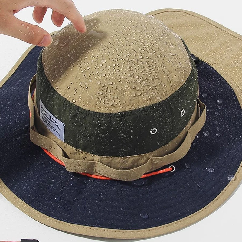 Unisex Summer Wide Brim Bucket Hats Quick-drying Panama Caps Outdoor UV Protection Mesh Breathable Fisherman Hat with Neck Flap