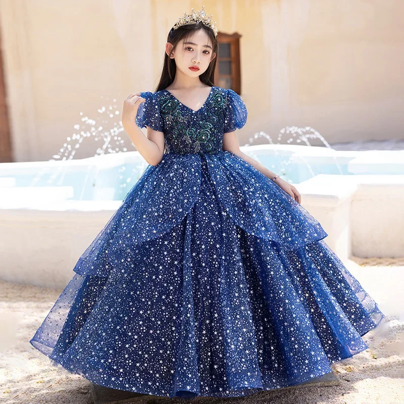 Boutique Children Girl Evening Dress High-End Birthday Party Princess Dress Kids First Communion Dresses Baby Girls Of 12m