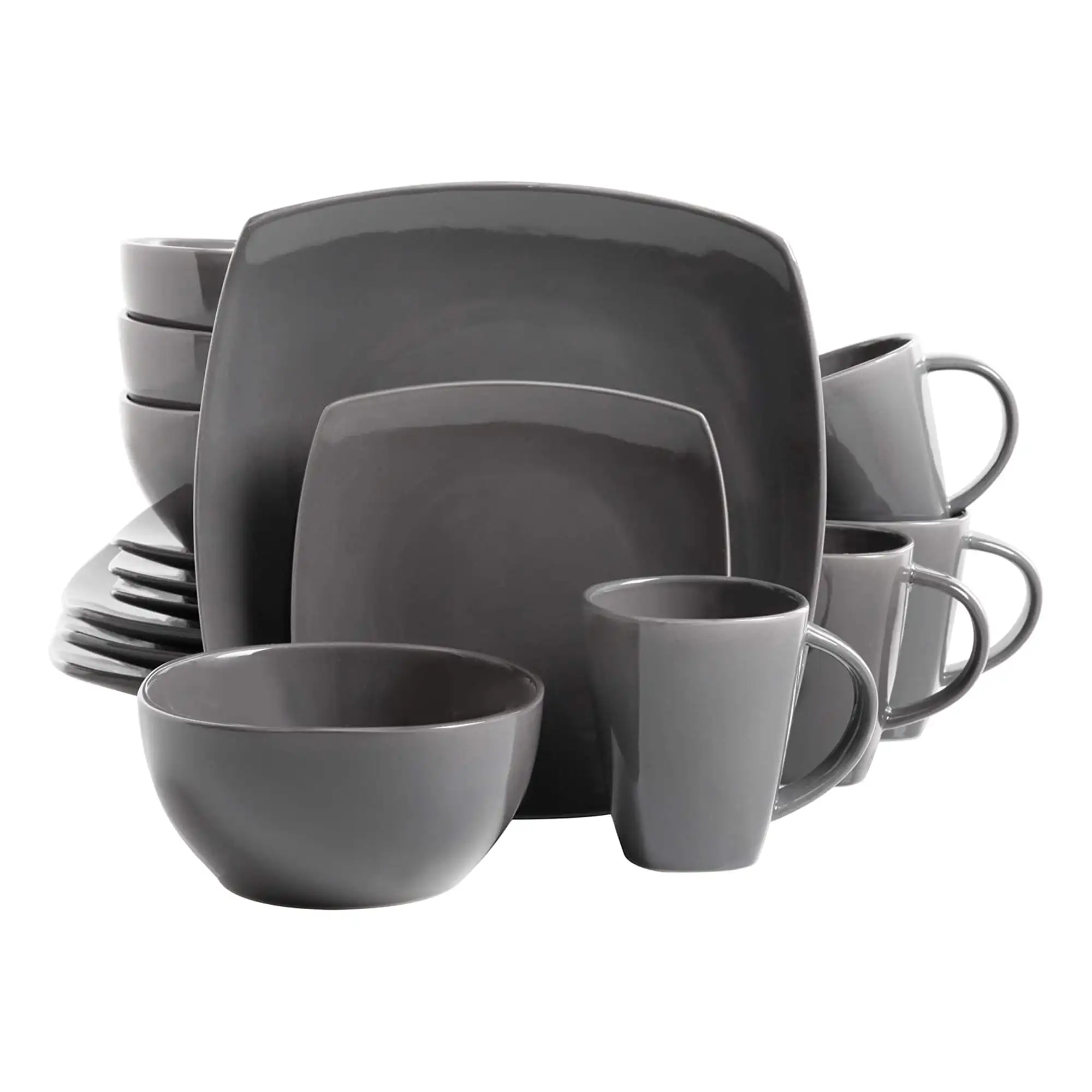 

Soho Lounge Square 16-Piece Gray Dinnerware Set