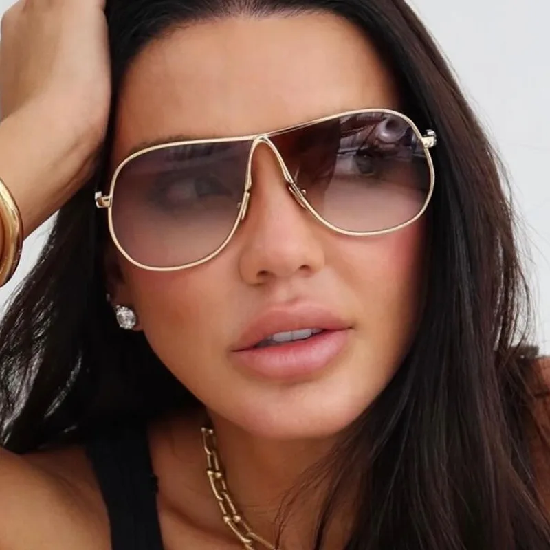 Vintage Übergroße Farbverlauf-Sonnenbrille aus Legierung für Damen Neue Modische Rosa Elegante Sonnenbrillen Retro Sexy Shades Outdoor UV400 – Detail 1