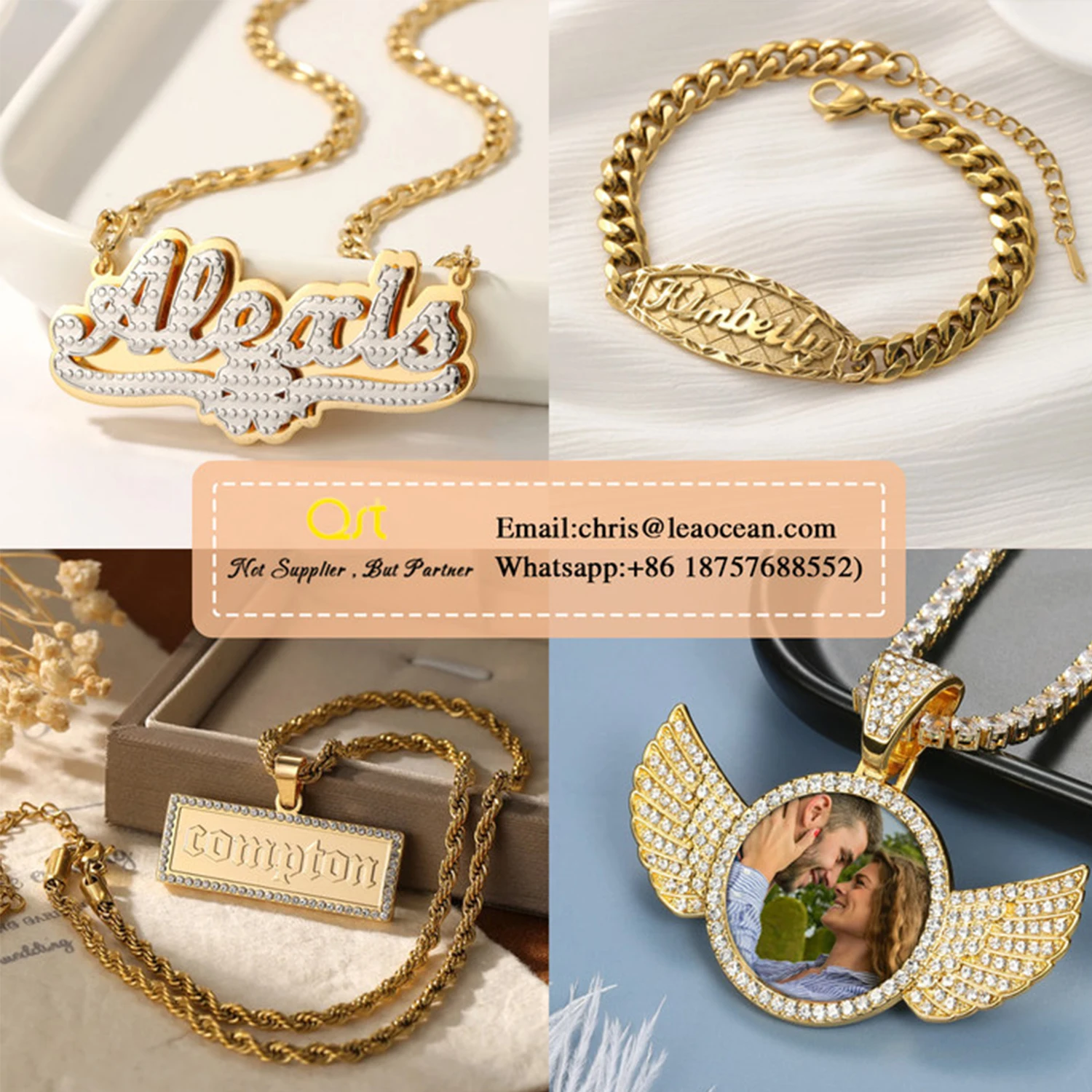 

Qitian 3d Bubble Letter CustomVIP Braided Cord Bracelet Gold Plated Adjustable Alphabet Jewelry