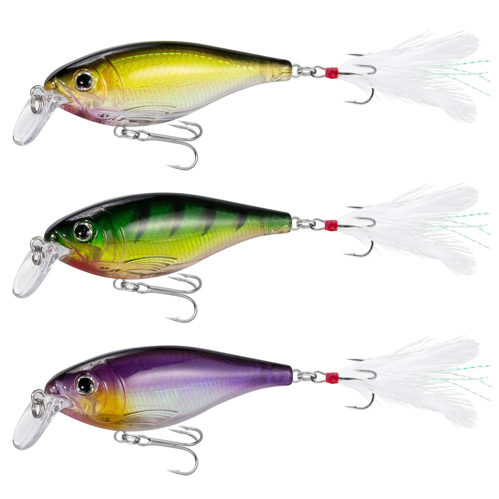 12.3g/8.5cm Minnow Fishing Lure Hard Baits Crankbaits Rattle Balls Inside Swimbait Trolling for Bass Trout Walleye
