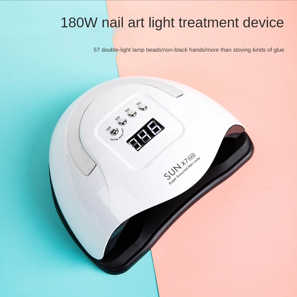 Professionele UV-LED-nagellamp 180 W krachtige gelnageldroger met 57 LED-verlichting - sneldrogend voor alle nagelgels, oogvriendelijk