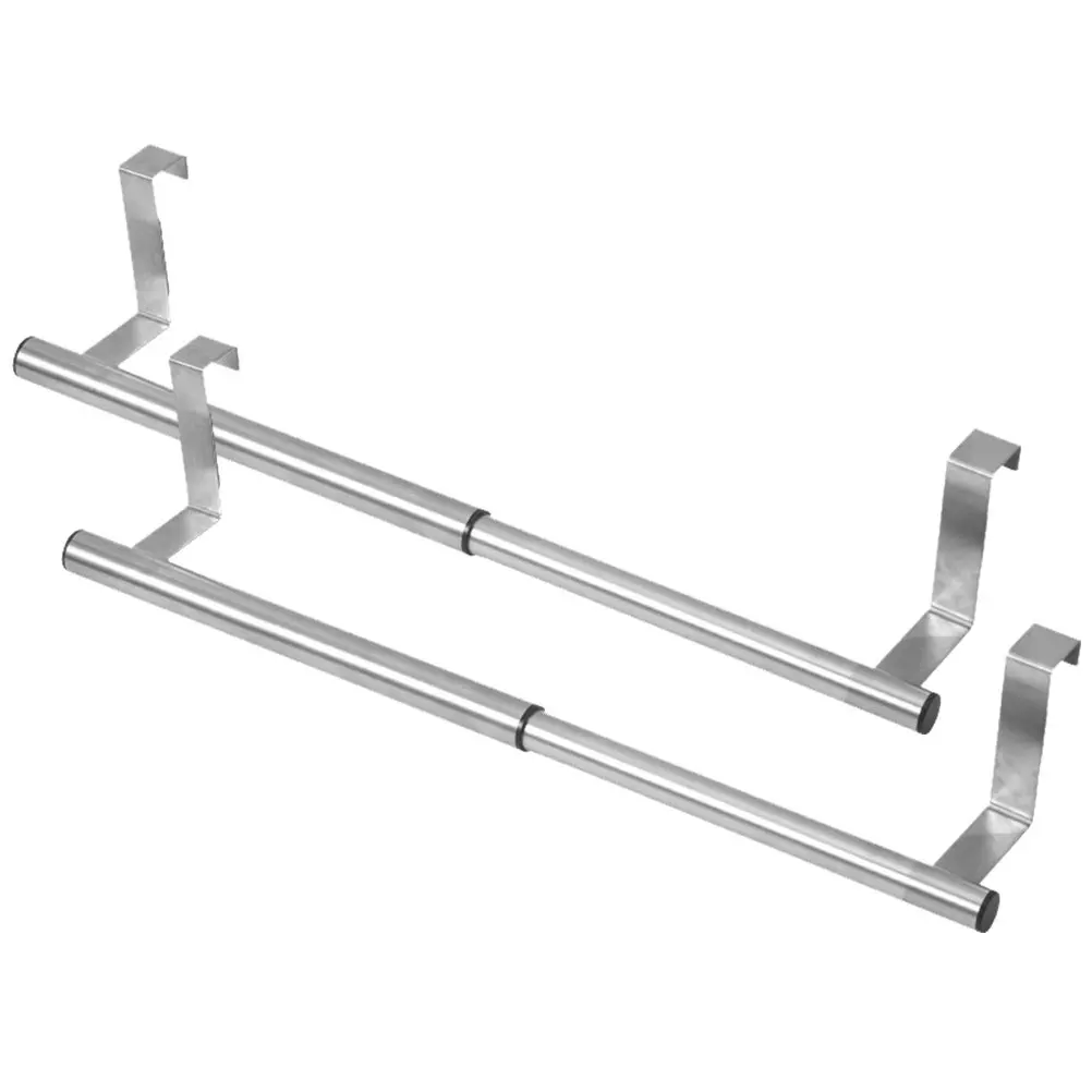 

2Pcs Stainless Steel Stretchable Towel Bar Adjustable Bathroom Kitchen Door Hanging Rack Holder for Towels Washcloths