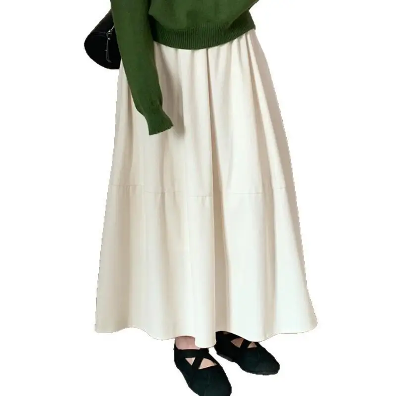 Saia feminina outono e inverno saia de veludo cintura alta emagrecimento uma linha saia casual elegante jovem versátil estilo coreano